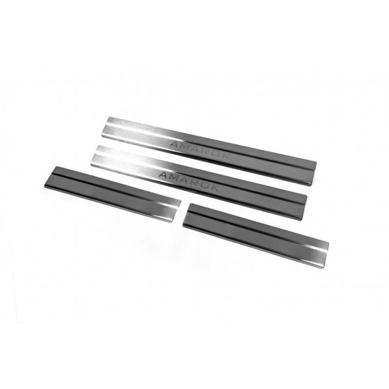 Накладки на пороги Carmos V2 (4 шт, нерж) для Volkswagen Amarok 2010-2022 рр Накладки на пороги Carmos V2 (4 шт, нерж) для Volkswagen Amarok 2010-2022 рр