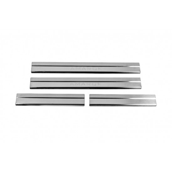 Накладки на пороги Carmos V2 (4 шт, нерж) для Volkswagen Amarok 2010-2022 рр Накладки на пороги Carmos V2 (4 шт, нерж) для Volkswagen Amarok 2010-2022 рр