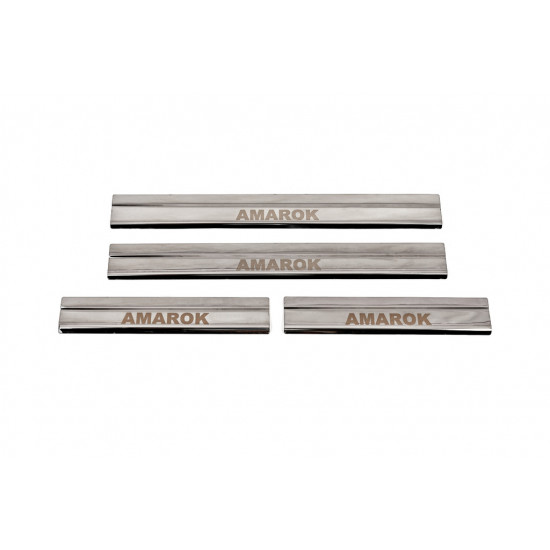 Накладки на пороги Carmos V3 (4 шт, нерж) для Volkswagen Amarok 2010-2022 рр Накладки на пороги Carmos V3 (4 шт, нерж) для Volkswagen Amarok 2010-2022 рр