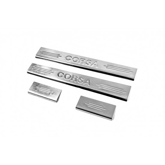 Накладки на пороги Carmos V2 (4 шт, нерж) для Opel Corsa C 2000-2024 рр Накладки на пороги Carmos V2 (4 шт, нерж) для Opel Corsa C 2000-2024 рр