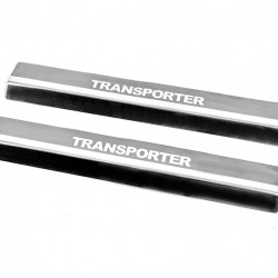 Накладки на пороги Carmos V2 (2 шт, нерж) для Volkswagen T5 Transporter 2003-2010 рр
