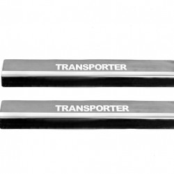 Накладки на пороги Carmos V2 (2 шт, нерж) для Volkswagen T5 Transporter 2003-2010 рр