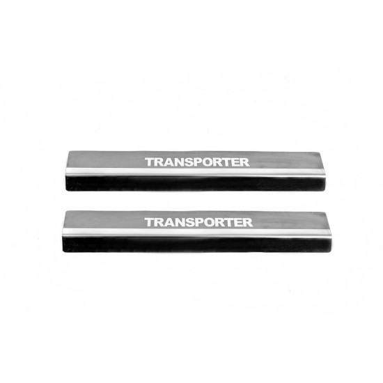 Накладки на пороги Carmos V2 (2 шт, нерж) для Volkswagen T5 Transporter 2003-2010 рр Накладки на пороги Carmos V2 (2 шт, нерж) для Volkswagen T5 Transporter 2003-2010 рр