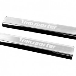 Накладки на пороги Carmos V3 (2 шт, нерж) для Volkswagen T5 Transporter 2003-2010 рр