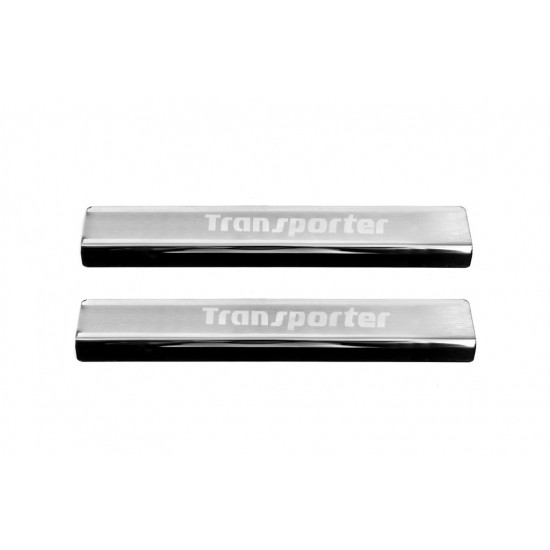Накладки на пороги Carmos V3 (2 шт, нерж) для Volkswagen T5 Transporter 2003-2010 рр Накладки на пороги Carmos V3 (2 шт, нерж) для Volkswagen T5 Transporter 2003-2010 рр