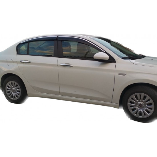 Вітровики з хромом (4 шт., Sunplex Chrome) для Fiat Tipo 2016-2024 рр