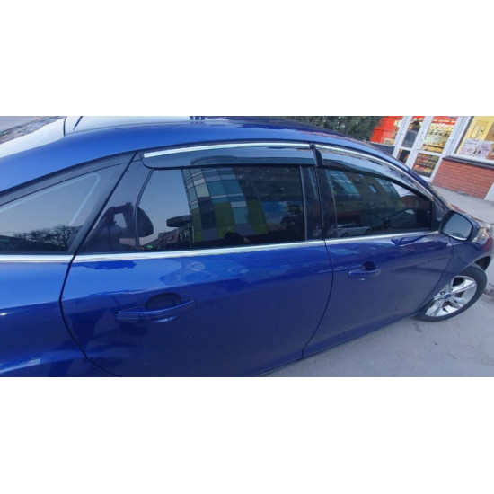 Вітровики з хромом HB/Sedan (4 шт., Sunplex Chrome) для Ford Focus III 2011-2017 рр