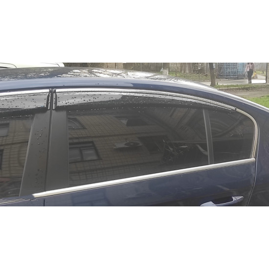 Вітровики з хромом (4 шт., Sunplex Chrome) для Volkswagen Passat B6 2006-2012рр