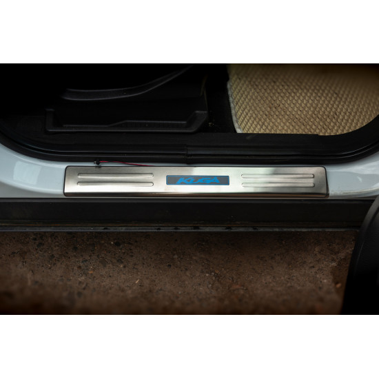 Накладки на пороги Libao LED (4 шт, нерж.) для Ford Kuga/Escape 2013-2019 рр