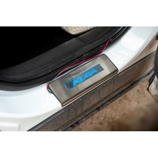Накладки на пороги Libao LED (4 шт, нерж.) для Ford Kuga/Escape 2013-2019 рр