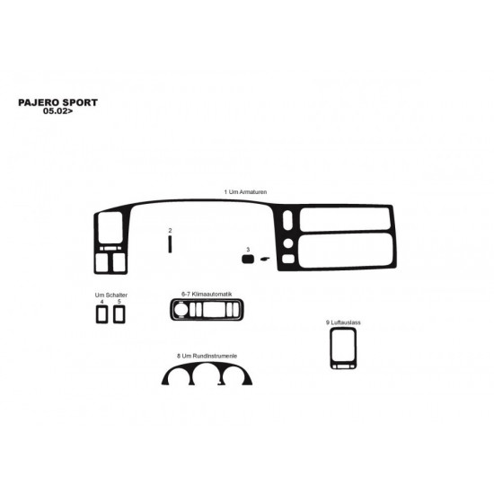 Накладки на панель (2002-2007) Дерево для Mitsubishi Pajero Sport