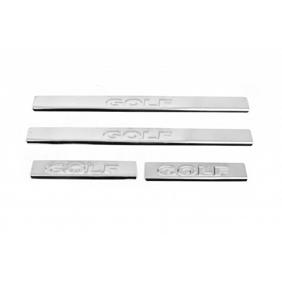 Накладки на пороги Carmos V2 (4 шт, нерж) для Volkswagen Golf 6 Накладки на пороги Carmos V2 (4 шт, нерж) для Volkswagen Golf 6