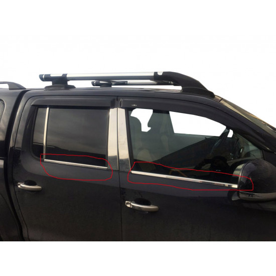 Окантовка вікон (4 смужки, нерж) OmsaLine - Італійська нержавійка для Volkswagen Amarok 2010-2022 рр Окантовка вікон (4 смужки, нерж) OmsaLine - Італійська нержавійка для Volkswagen Amarok 2010-2022 рр