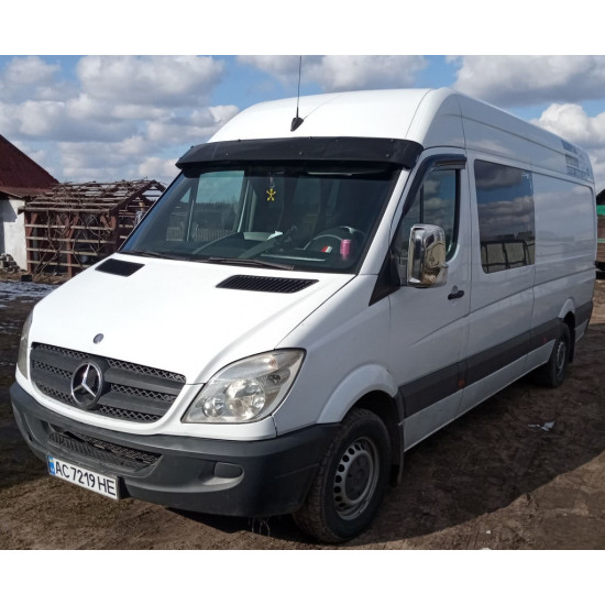 Козирок на лобове скло на рамі V2 (чорний глянець, 5мм) для Mercedes Sprinter W906 2006-2018 рр