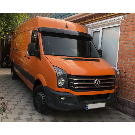 Козирок на лобове скло на рамі V2 (чорний глянець, 5мм) для Volkswagen Crafter 2006-2017рр