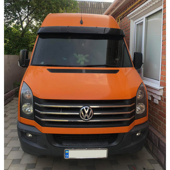 Козирок на лобове скло на рамі V2 (чорний глянець, 5мм) для Volkswagen Crafter 2006-2017рр