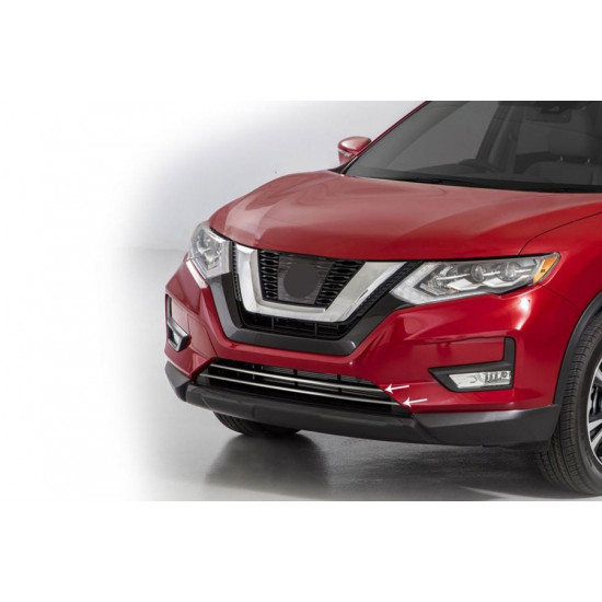 Накладки на решітку бампера (2017-2021, 2 шт, нерж) для Nissan X-trail T32 / Rogue рр Накладки на решітку бампера (2017-2021, 2 шт, нерж) для Nissan X-trail T32 / Rogue рр