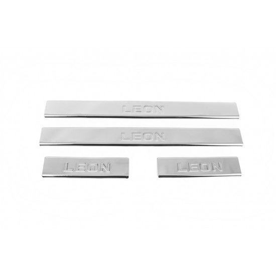 Накладки на пороги Carmos V2 (4 шт, нерж) для Seat Leon 2013-2020 рр Накладки на пороги Carmos V2 (4 шт, нерж) для Seat Leon 2013-2020 рр