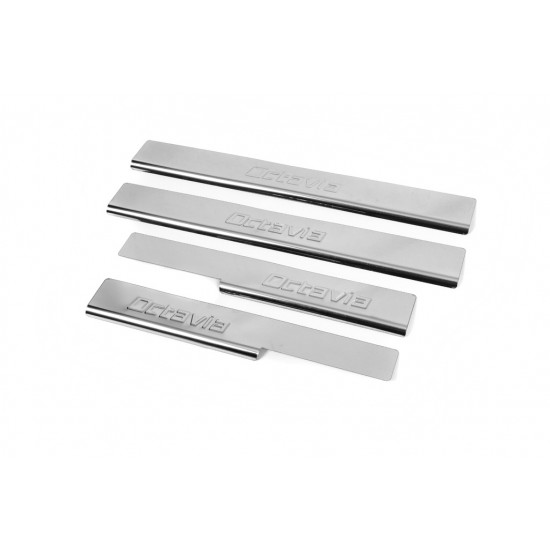 Накладки на пороги Carmos V2 (4 шт., нерж.) для Skoda Octavia III A7 2013-2019рр Накладки на пороги Carmos V2 (4 шт., нерж.) для Skoda Octavia III A7 2013-2019рр