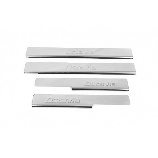 Накладки на пороги Carmos V2 (4 шт., нерж.) для Skoda Octavia III A7 2013-2019рр Накладки на пороги Carmos V2 (4 шт., нерж.) для Skoda Octavia III A7 2013-2019рр