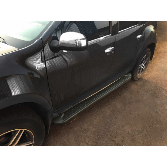 Бокові пороги Allmond Black (2 шт., Алюміній) для Renault Duster 2008-2017 рр