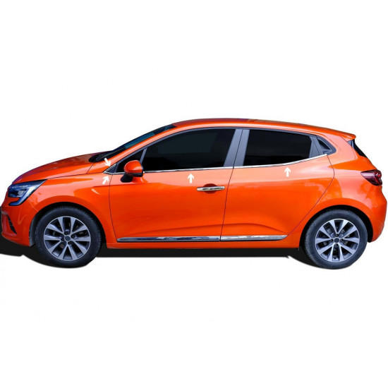 Нижня окантовка вікон (8 шт, нерж) для Renault Clio V 2019-2024 рр Нижня окантовка вікон (8 шт, нерж) для Renault Clio V 2019-2024 рр
