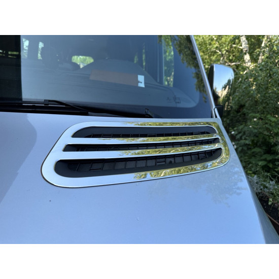 Накладки на повітрозабірник OmsaLine (2 шт., нерж) для Mercedes Sprinter W907/W910 2018-2024 рр Накладки на повітрозабірник OmsaLine (2 шт., нерж) для Mercedes Sprinter W907/W910 2018-2024 рр