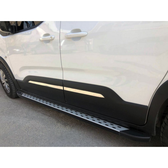 Накладки на молдинг дверей (нерж.) Carmos - Турецька сталь для Peugeot Partner/Rifter 2019-2024 рр Накладки на молдинг дверей (нерж.) Carmos - Турецька сталь для Peugeot Partner/Rifter 2019-2024 рр