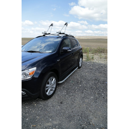 Бокові пороги Tayga Grey (2 шт., алюміній) для Mitsubishi Outlander 2006-2012рр