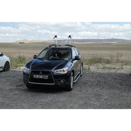 Бокові пороги Tayga Grey (2 шт., алюміній) для Mitsubishi Outlander 2006-2012рр