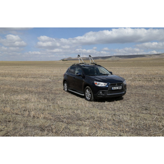 Бокові пороги Tayga Grey (2 шт., алюміній) для Mitsubishi Outlander 2006-2012рр