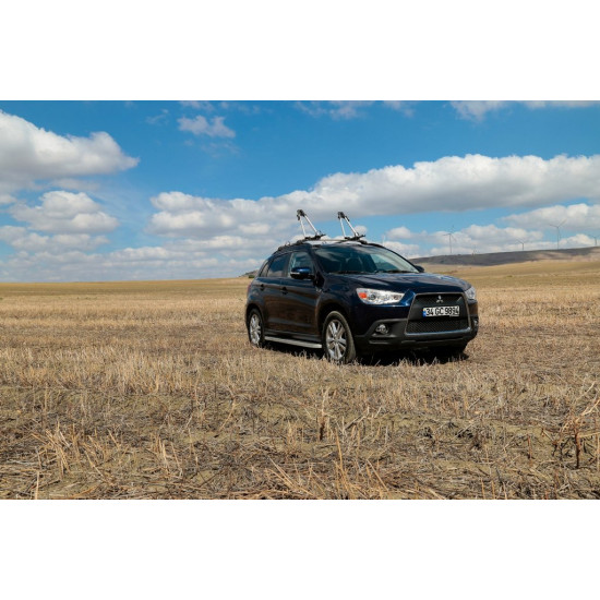 Бокові пороги Tayga Grey (2 шт., алюміній) для Mitsubishi Outlander 2006-2012рр