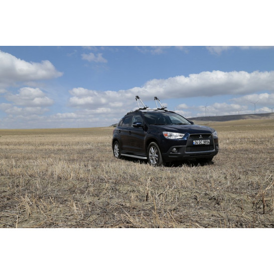 Бокові пороги Tayga Grey (2 шт., алюміній) для Mitsubishi Outlander 2006-2012рр