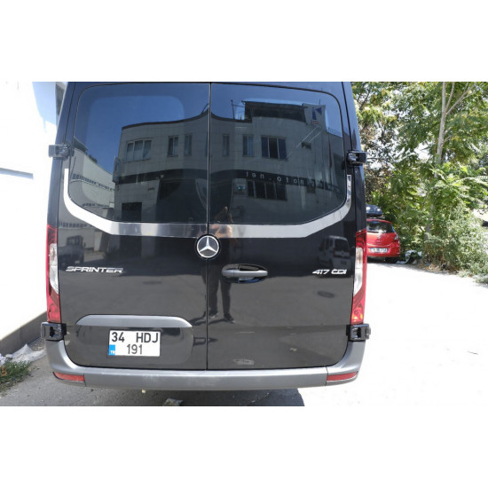 Кромка заднього скла Carmos (2 шт, нерж) для Mercedes Sprinter W907/W910 2018-2024 рр