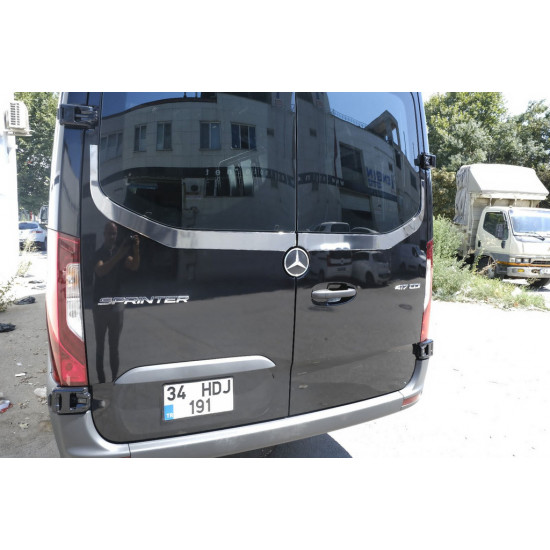 Кромка заднього скла Carmos (2 шт, нерж) для Mercedes Sprinter W907/W910 2018-2024 рр