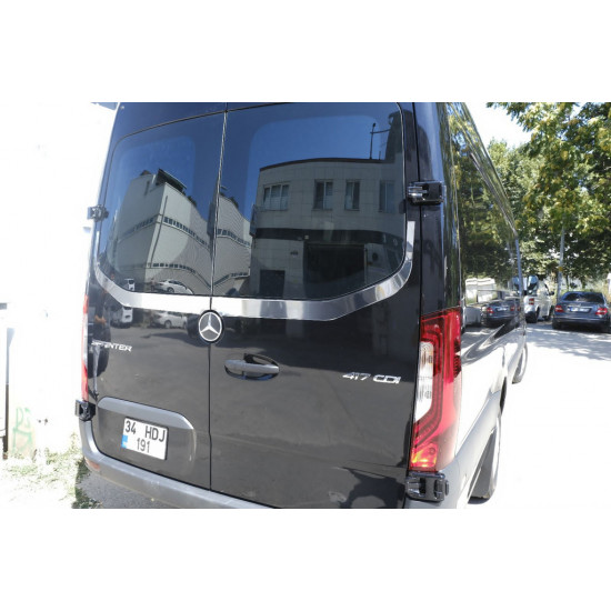 Кромка заднього скла Carmos (2 шт, нерж) для Mercedes Sprinter W907/W910 2018-2024 рр