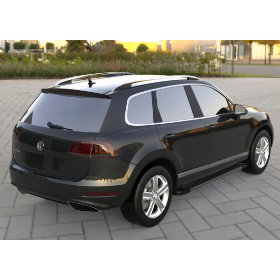 Бокові пороги Allmond Black (2 шт., алюміній) для Volkswagen Touareg 2010-2018 рр