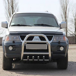 Кенгурятник QT007 (нерж) для Mitsubishi Pajero Sport 1996-2007