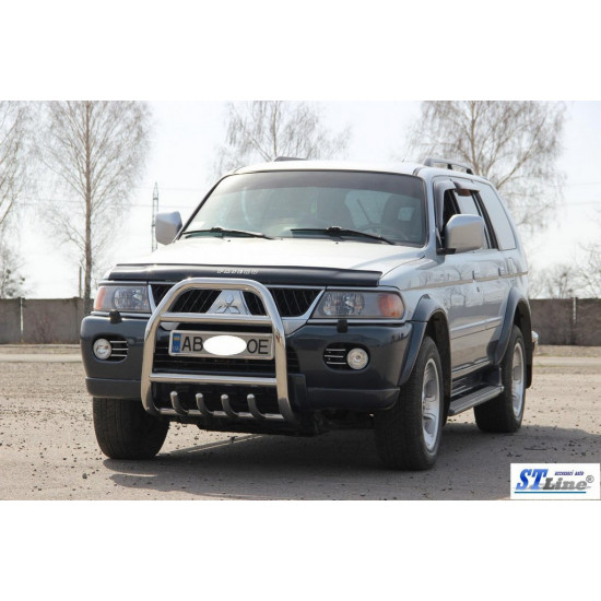 Кенгурятник QT007 (нерж) для Mitsubishi Pajero Sport 1996-2007