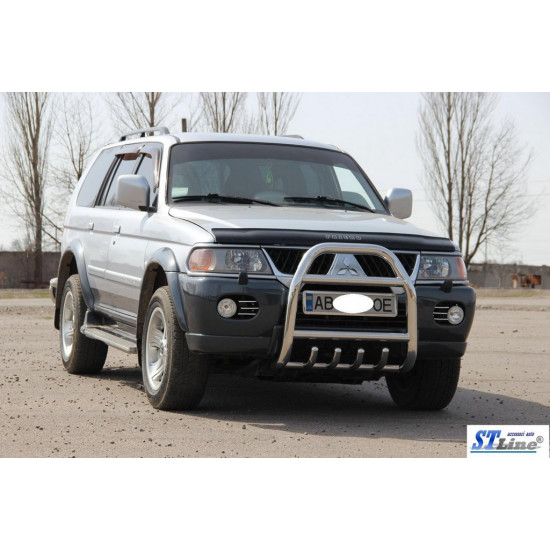 Кенгурятник QT007 (нерж) для Mitsubishi Pajero Sport 1996-2007