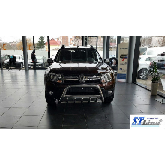 Кенгурятник без напису WT003 (нерж.) для Renault Duster 2008-2017 рр