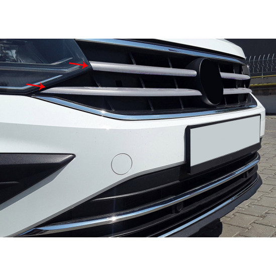 Накладки на решітку 2020-2024 (4 шт., нерж) Carmos - Турецька сталь для Volkswagen Tiguan Накладки на решітку 2020-2024 (4 шт., нерж) Carmos - Турецька сталь для Volkswagen Tiguan