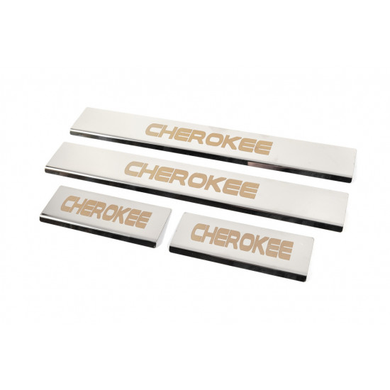 Накладки на пороги V-2 (4 шт, нерж) для Jeep Grand Cherokee WK2 2010-2024 рр
