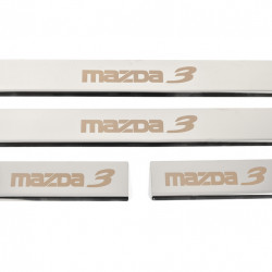 Накладки на пороги (4 шт, Глянець, нерж) для Mazda 3 2013-2019 рр