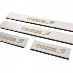 Накладки на пороги (4 шт, Глянець, нерж) для Mazda 3 2013-2019 рр