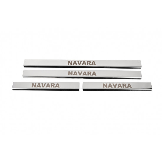 Накладки на пороги (4 шт, нерж) для Nissan Navara 2006-2015 рр Накладки на пороги (4 шт, нерж) для Nissan Navara 2006-2015 рр