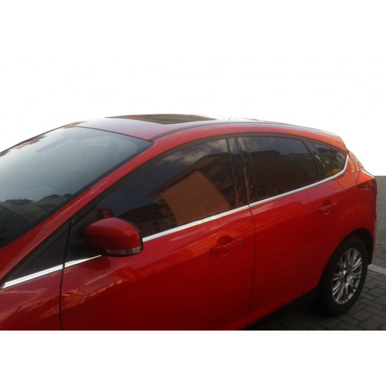 Нижня окантовка вікон (8 шт, нерж) SW, Carmos - Турецька сталь для Ford Focus III 2011-2017 рр Нижня окантовка вікон (8 шт, нерж) SW, Carmos - Турецька сталь для Ford Focus III 2011-2017 рр