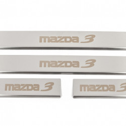Накладки на пороги (4 шт, Матові, нерж) для Mazda 3 2013-2019 рр
