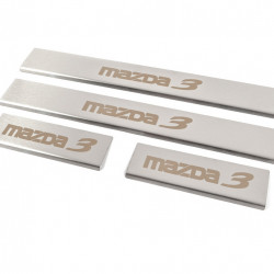 Накладки на пороги (4 шт, Матові, нерж) для Mazda 3 2013-2019 рр