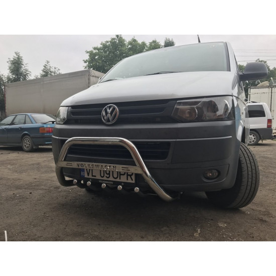 Кенгурятник WT003 (нерж) 51 мм, без напису для Volkswagen T5 2010-2015 рр